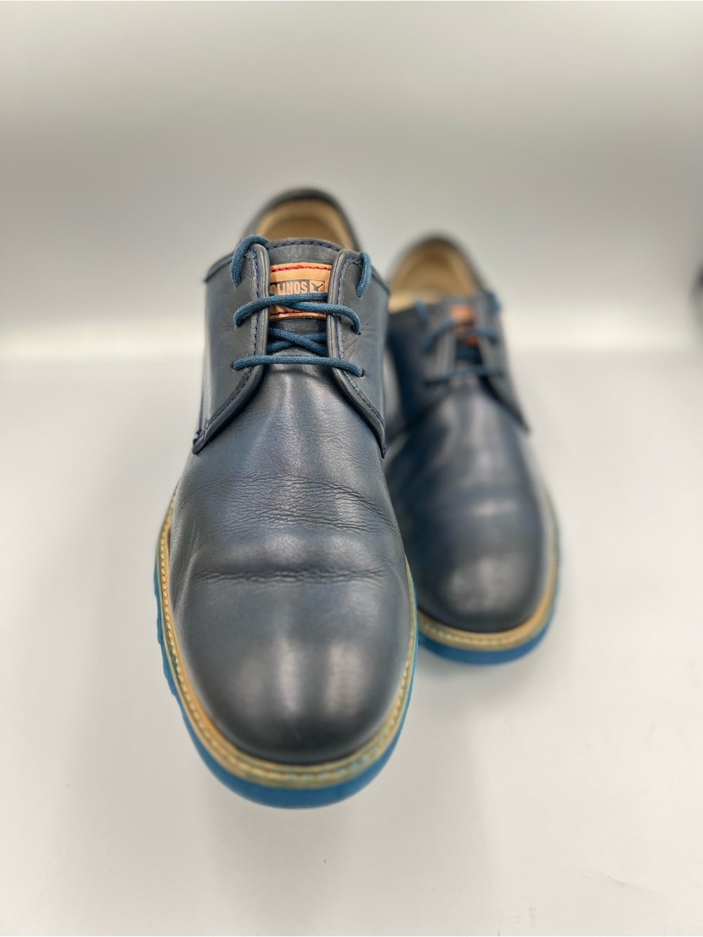 Pikolinos Mens Blue Leather Lace-Up Casual Dress Shoes